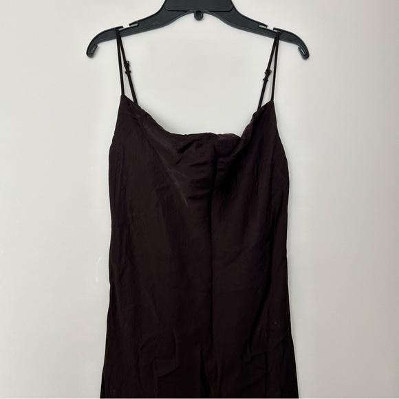 Zara Chocolate Brown Satin Slip Dress - Picture 2 of 11